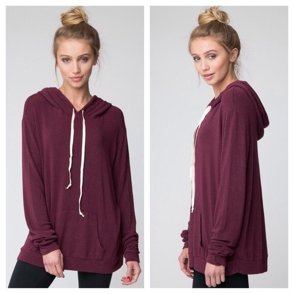 Brandy Melville Tops - Brandy Melville Super Soft Maroon Layla Hoodie